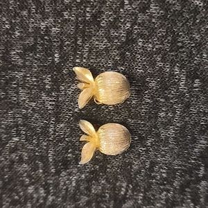 Sarah Coventry Brushed Gold Apple Earrings